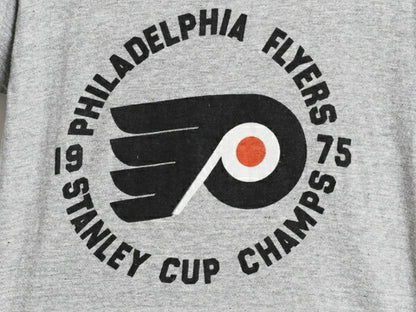 70s USA製 フライヤーズ プリント 半袖 Tシャツ S 小さめ メンズ XS 程/ ヴィンテージ NHL アイスホッケー 88 12 スプルース 霜降り グレー