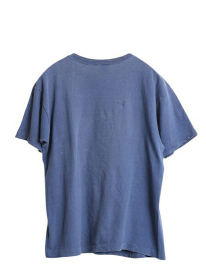 70s USA製 チャンピオン 3段 企業 プリント 半袖 Tシャツ メンズ L 小さめ M 程 ヴィンテージ バータグ 企業物 当時物 シングルステッチ 青