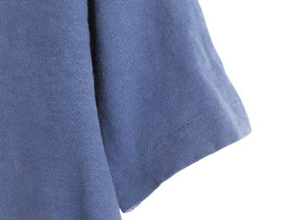 70s USA製 チャンピオン 3段 企業 プリント 半袖 Tシャツ メンズ L 小さめ M 程 ヴィンテージ バータグ 企業物 当時物 シングルステッチ 青