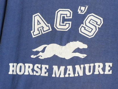 70s USA製 チャンピオン 3段 企業 プリント 半袖 Tシャツ メンズ L 小さめ M 程 ヴィンテージ バータグ 企業物 当時物 シングルステッチ 青