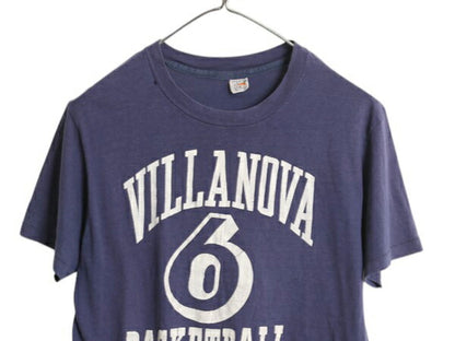 70s USA製 3段 カレッジ プリント 半袖 Tシャツ メンズ M 小さめ S ヴィンテージ バスケ ナンバリング シングルステッチ ヘインズ 3角タグ