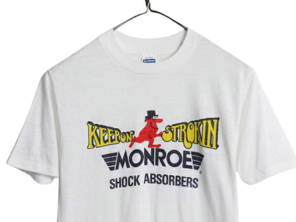 70s USA製 企業 キャラクター イラスト 染込み プリント Tシャツ M 小さめ S 古着 ヴィンテージ シングルステッチ 当時物 ヘルスニット 白