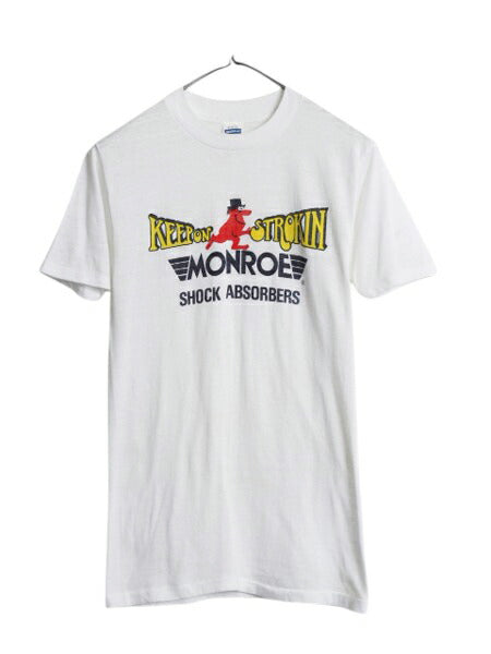 70s USA製 企業 キャラクター イラスト 染込み プリント Tシャツ M 小さめ S 古着 ヴィンテージ シングルステッチ 当時物 ヘルスニット 白