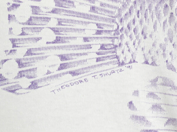 90s USA製 フィッシュ アート オールオーバー プリント Tシャツ メンズ XL / オールド ヘビーウェイト 大きいサイズ シングルステッチ 白