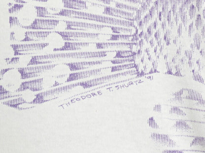 90s USA製 フィッシュ アート オールオーバー プリント Tシャツ メンズ XL / オールド ヘビーウェイト 大きいサイズ シングルステッチ 白