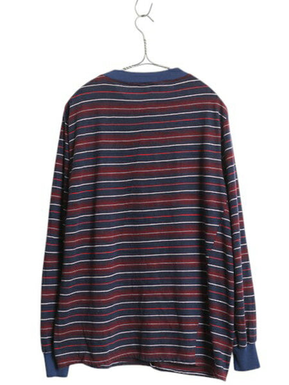70s SULLCRAFT マルチカラー ボーダー 長袖 Tシャツ メンズ L 小さめ M 程 ヴィンテージ ロンT アクリル ロングTシャツ シングルステッチ