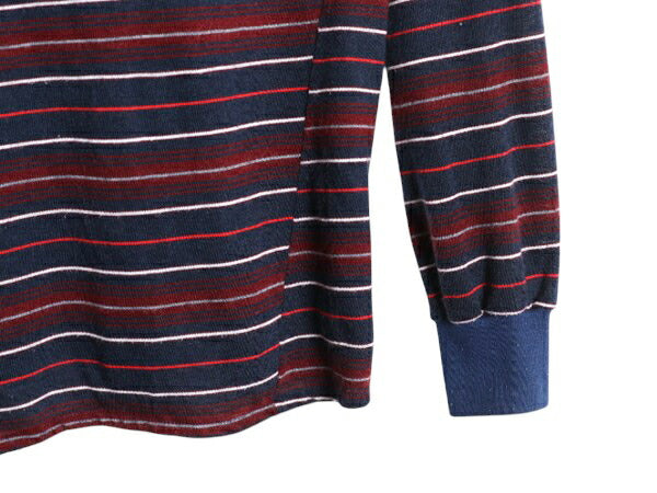 70s SULLCRAFT マルチカラー ボーダー 長袖 Tシャツ メンズ L 小さめ M 程 ヴィンテージ ロンT アクリル ロングTシャツ シングルステッチ