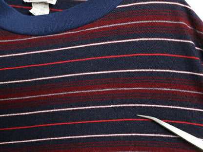 70s SULLCRAFT マルチカラー ボーダー 長袖 Tシャツ メンズ L 小さめ M 程 ヴィンテージ ロンT アクリル ロングTシャツ シングルステッチ