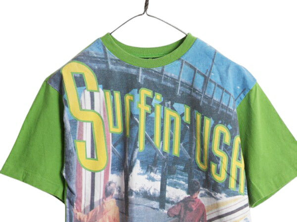 90s USA製 オールド ギャップ サーフ フォト プリント 半袖 Tシャツ キッズ L XL メンズ S 程/ 旧タグ イラスト グラフィック サーファー