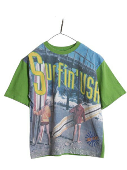 90s USA製 オールド ギャップ サーフ フォト プリント 半袖 Tシャツ キッズ L XL メンズ S 程/ 旧タグ イラスト グラフィック サーファー