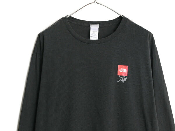 ノースフェイス ロゴ プリント 長袖 Tシャツ メンズ L / The North Face アウトドア ロンT クライミング ボックスロゴ バックプリント 黒