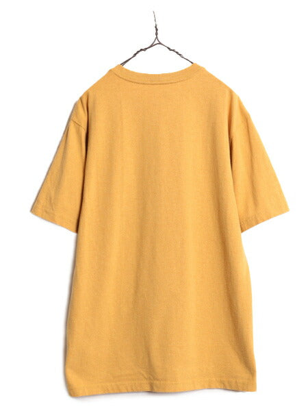 カーハート ポケット付き 半袖 Tシャツ メンズ M / CARHARTT ワンポイント ポケットT ロゴT ポケT ヘビーウェイト クルーネック マスタード