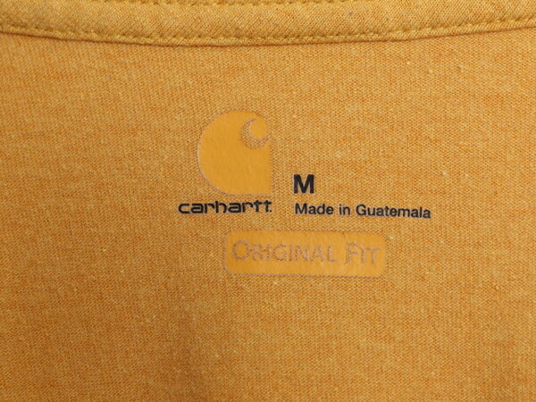 カーハート ポケット付き 半袖 Tシャツ メンズ M / CARHARTT ワンポイント ポケットT ロゴT ポケT ヘビーウェイト クルーネック マスタード