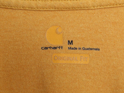 カーハート ポケット付き 半袖 Tシャツ メンズ M / CARHARTT ワンポイント ポケットT ロゴT ポケT ヘビーウェイト クルーネック マスタード