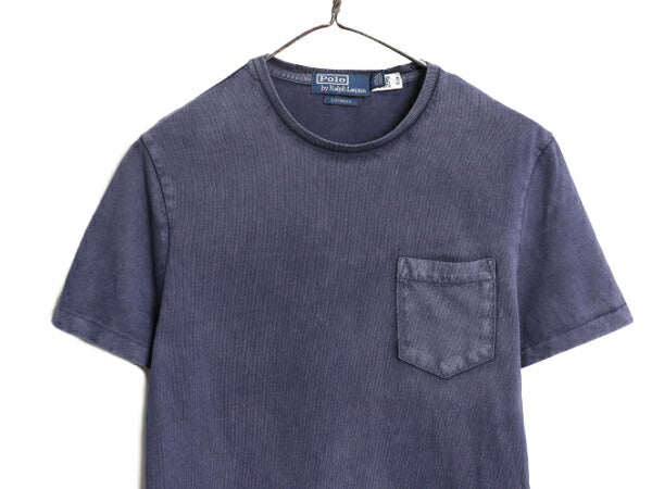 ポロ ラルフローレン ポケット付き 半袖 Tシャツ メンズ M  ワンポイント ポケT ヘビーウェイト ロゴT シングルステッチ ヴィンテージ 加工