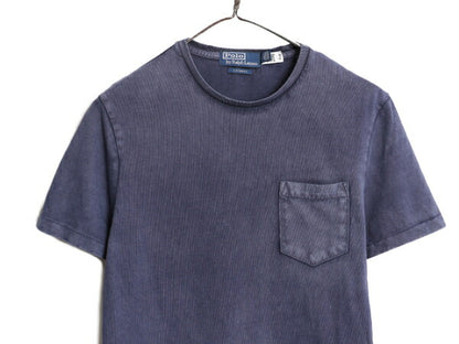 ポロ ラルフローレン ポケット付き 半袖 Tシャツ メンズ M  ワンポイント ポケT ヘビーウェイト ロゴT シングルステッチ ヴィンテージ 加工