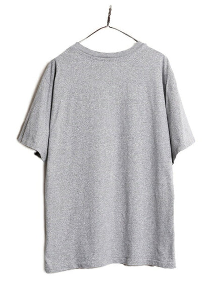 90s USA製 3段 カレッジ ホッケー プリント 半袖 Tシャツ メンズ XL / 古着 オールド シングルステッチ 大きいサイズ ヘビーウェイト 杢 灰