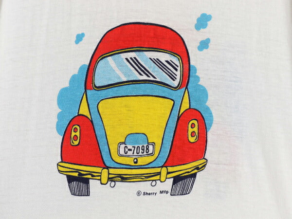 70s USA製 旧車 イラスト 染込み 両面 プリント 半袖 リンガー Tシャツ メンズ レディース M ヴィンテージ シングルステッチ 当時物 アメ車