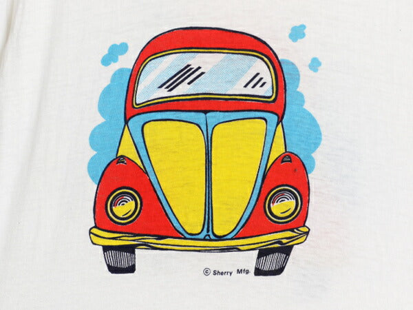 70s USA製 旧車 イラスト 染込み 両面 プリント 半袖 リンガー Tシャツ メンズ レディース M ヴィンテージ シングルステッチ 当時物 アメ車