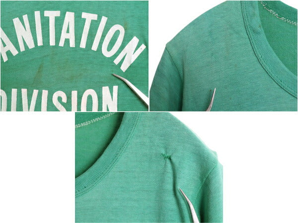 60s USA製 2段 プリント Tシャツ M 小さめ メンズ レディース S / ヴィンテージ ラッセル 黒金タグ 100% COTTON シングルステッチ グリーン