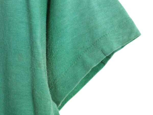 60s USA製 2段 プリント Tシャツ M 小さめ メンズ レディース S / ヴィンテージ ラッセル 黒金タグ 100% COTTON シングルステッチ グリーン