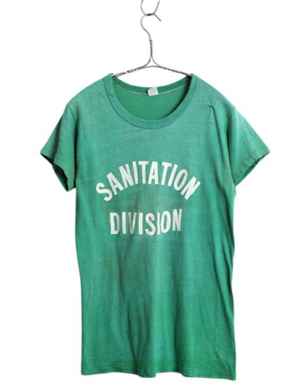 60s USA製 2段 プリント Tシャツ M 小さめ メンズ レディース S / ヴィンテージ ラッセル 黒金タグ 100% COTTON シングルステッチ グリーン