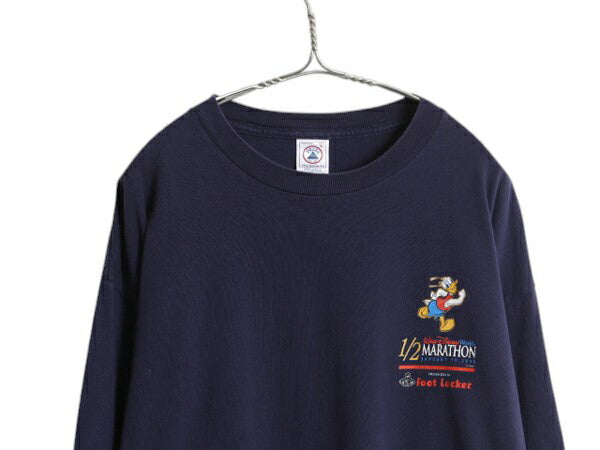 90s USA製 ディズニー ドナルド プリント 長袖Tシャツ メンズ XL オールド ロンT フットロッカー 大きいサイズ キャラクター ロングTシャツ