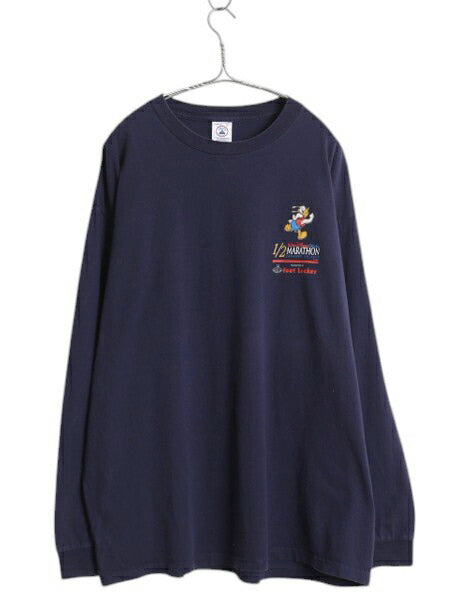 90s USA製 ディズニー ドナルド プリント 長袖Tシャツ メンズ XL オールド ロンT フットロッカー 大きいサイズ キャラクター ロングTシャツ