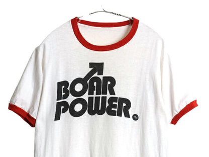 70s ジョーク エロ メッセージ 染込み プリント リンガー Tシャツ メンズ M / ヴィンテージ イラスト シングルステッチ ツートン 当時物 白