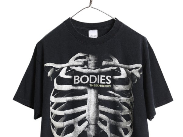00s 人体の不思議展 イラスト プリント Tシャツ メンズ L オールド 人体骨格 スカル ドクロ 当時物 ヘビーウェイト グラフィック アート 黒