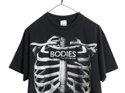 00s 人体の不思議展 イラスト プリント Tシャツ メンズ L オールド 人体骨格 スカル ドクロ 当時物 ヘビーウェイト グラフィック アート 黒