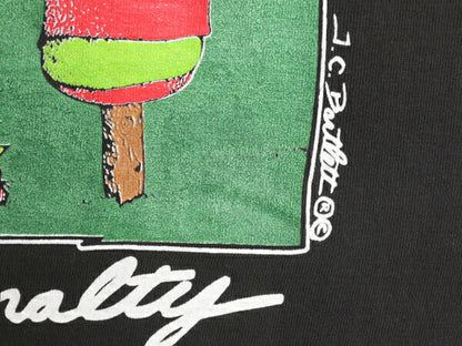 90s ジョーク イラスト プリント Tシャツ メンズ L 程 90年代 オールド アート キャラクター シングルステッチ ゴルフ ヘビーウェイト 黒