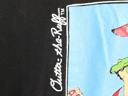 90s ジョーク イラスト プリント Tシャツ メンズ L 程 90年代 オールド アート キャラクター シングルステッチ ゴルフ ヘビーウェイト 黒