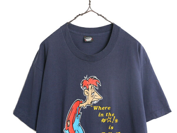 90s USA製 キャラクター イラスト プリント Tシャツ メンズ XL 90年代 オールド アート シングルステッチ 大きいサイズ スクリーンスターズ