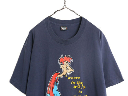 90s USA製 キャラクター イラスト プリント Tシャツ メンズ XL 90年代 オールド アート シングルステッチ 大きいサイズ スクリーンスターズ