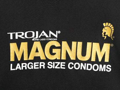 90s 00s TROJAN コンドーム 企業 ロゴ プリント Tシャツ メンズ L 90年代 00年代 オールド ブラック ヘビーウェイト トロ―ジャン ヘインズ