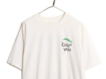 90s 企業 ロゴ 両面 プリント Tシャツ メンズ XL 程 古着 90年代 オールド イグアナ アート イラスト ヘビーウェイト グラフィック 白 白T