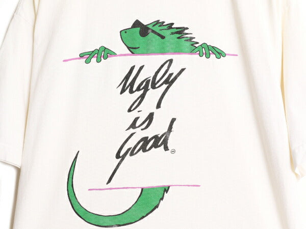 90s 企業 ロゴ 両面 プリント Tシャツ メンズ XL 程 古着 90年代 オールド イグアナ アート イラスト ヘビーウェイト グラフィック 白 白T