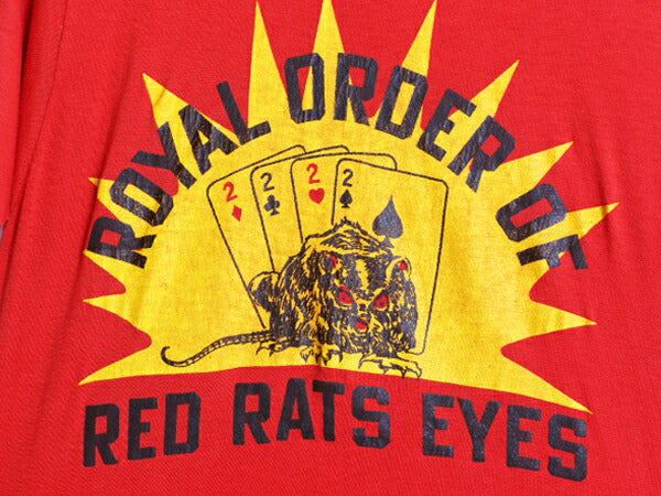 70s USA製 グラフィック イラスト プリント Tシャツ メンズ 小さめ S ヴィンテージ アート ネズミ キャラクター トランプ シングルステッチ