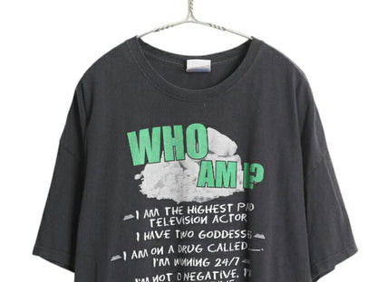 00s ジョーク メッセージ プリント Tシャツ メンズ 2XL オールド イラスト グラフィック アート ヘビーウェイト 大きいサイズ ゆったり 黒