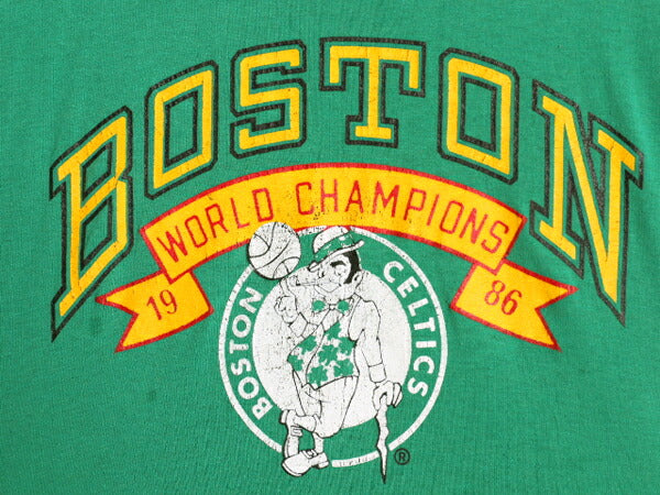 80s USA製 チャンピオン セルティックス イラスト プリント Tシャツ メンズ M 小さめ S ヴィンテージ NBA バスケ キャラクター トリコタグ