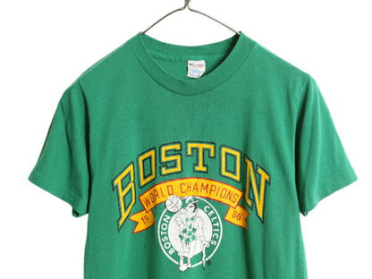 80s USA製 チャンピオン セルティックス イラスト プリント Tシャツ メンズ M 小さめ S ヴィンテージ NBA バスケ キャラクター トリコタグ