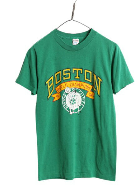 80s USA製 チャンピオン セルティックス イラスト プリント Tシャツ メンズ M 小さめ S ヴィンテージ NBA バスケ キャラクター トリコタグ