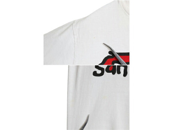 80s USA製 グラフィック イラスト プリント Tシャツ メンズ レディース S 程 オールド シングルステッチ ヘビーウェイト ヘインズ ホワイト