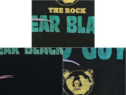 90s USA製 メッセージ キャラクター 両面 プリント Tシャツ メンズ L 古着 オールド ラッセル グラフィック アニマル シングルステッチ 黒