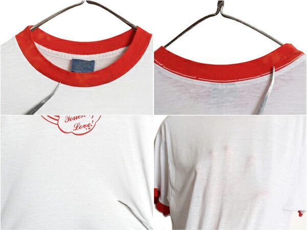 80s USA製 企業 イラスト プリント リンガー Tシャツ メンズ M レディース L 程/ ヴィンテージ 当時物 企業物 シングルステッチ ツートン