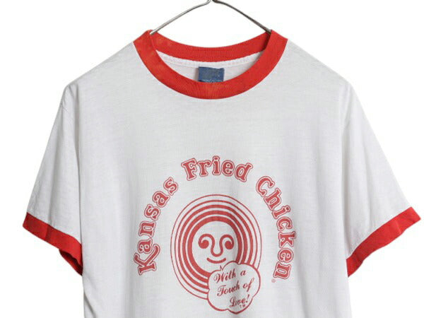 80s USA製 企業 イラスト プリント リンガー Tシャツ メンズ M レディース L 程/ ヴィンテージ 当時物 企業物 シングルステッチ ツートン