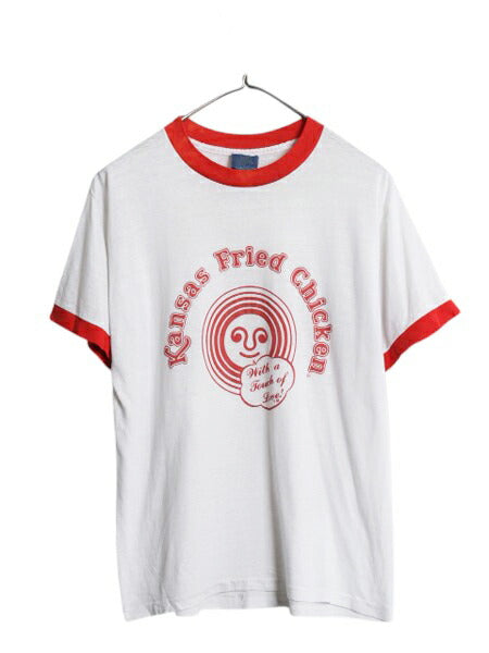 80s USA製 企業 イラスト プリント リンガー Tシャツ メンズ M レディース L 程/ ヴィンテージ 当時物 企業物 シングルステッチ ツートン