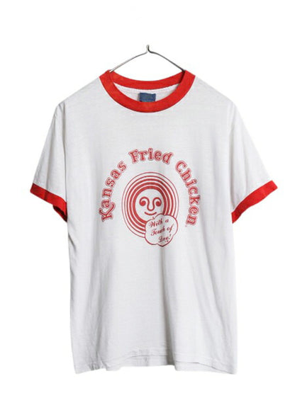 80s USA製 企業 イラスト プリント リンガー Tシャツ メンズ M レディース L 程/ ヴィンテージ 当時物 企業物 シングルステッチ ツートン