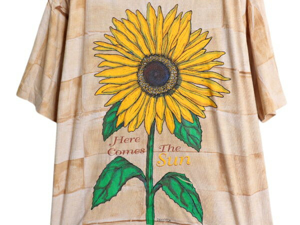 90s ひまわり イラスト プリント デザイン Tシャツ メンズ レディース XXL 古着 オールド アート シングルステッチ タイダイ 大きいサイズ